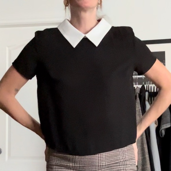 Black Blouse w/ White Collar - Picture 3 of 6